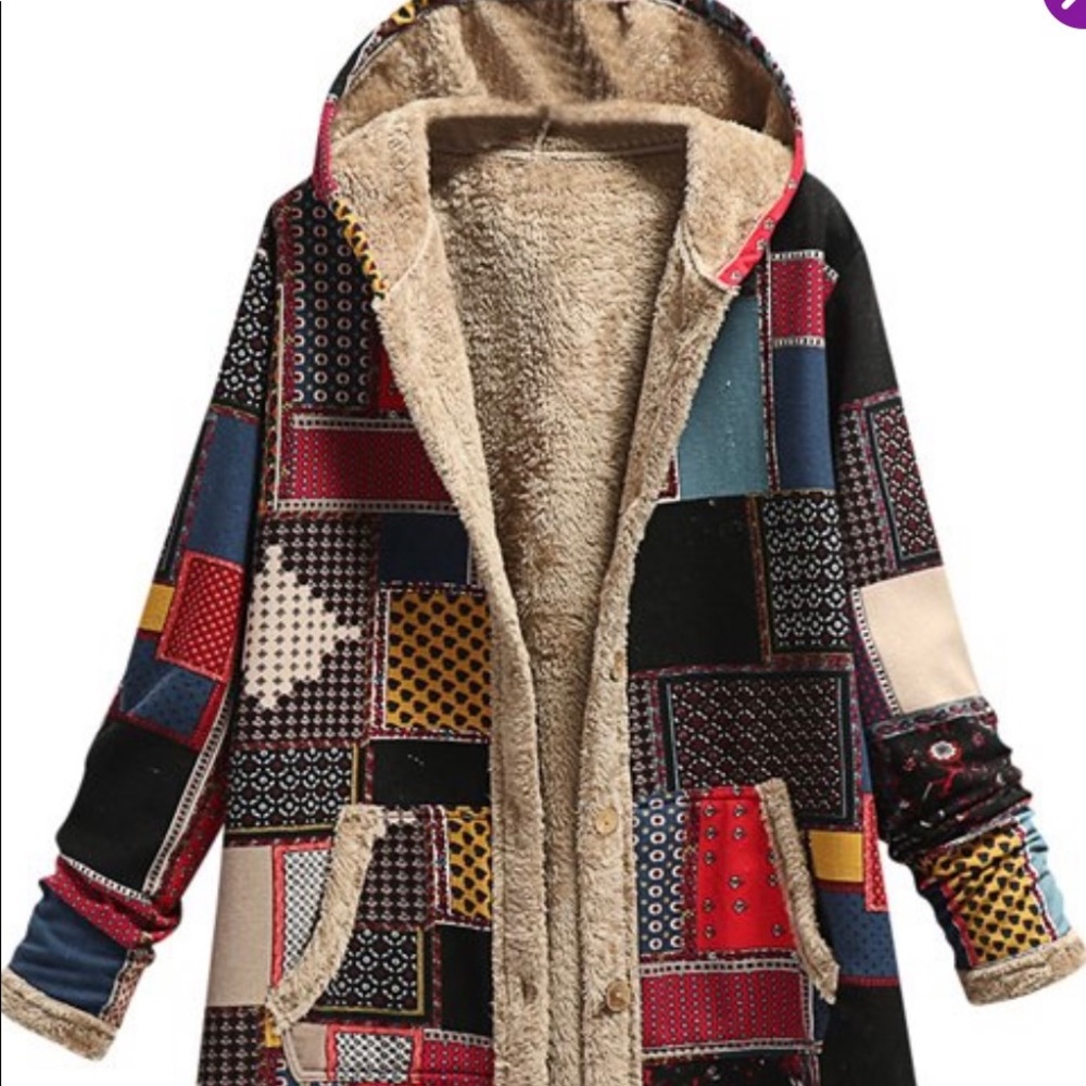 NWT Patchwork Faux Fur Lined Coat